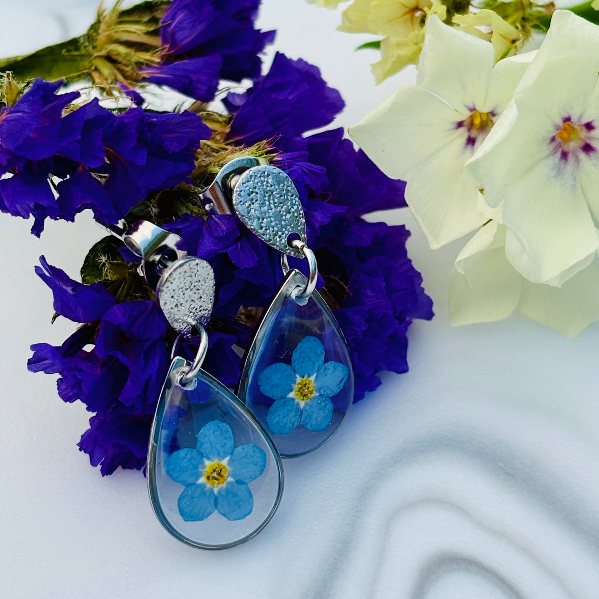 Forget-Me-Not Double Teardrop Earrings