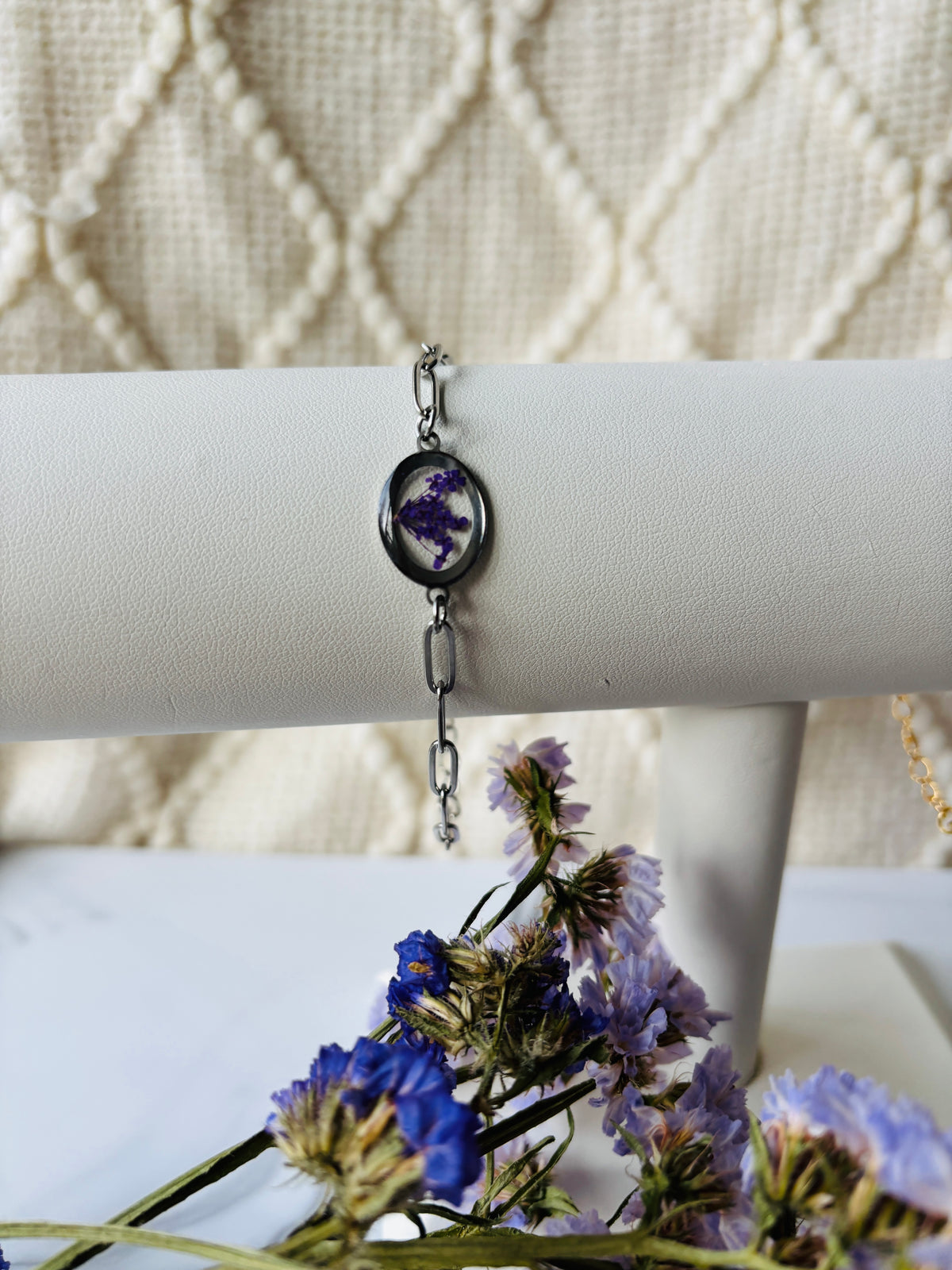 Purple Queen Annes Lace Paperclip Bracelet