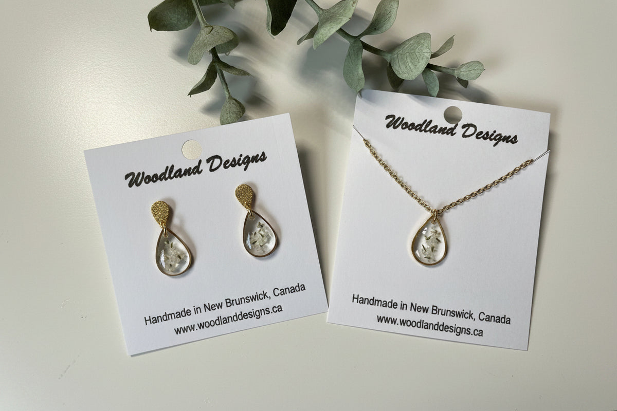 Queen Anne's Lace White Double Teardrop Earrings