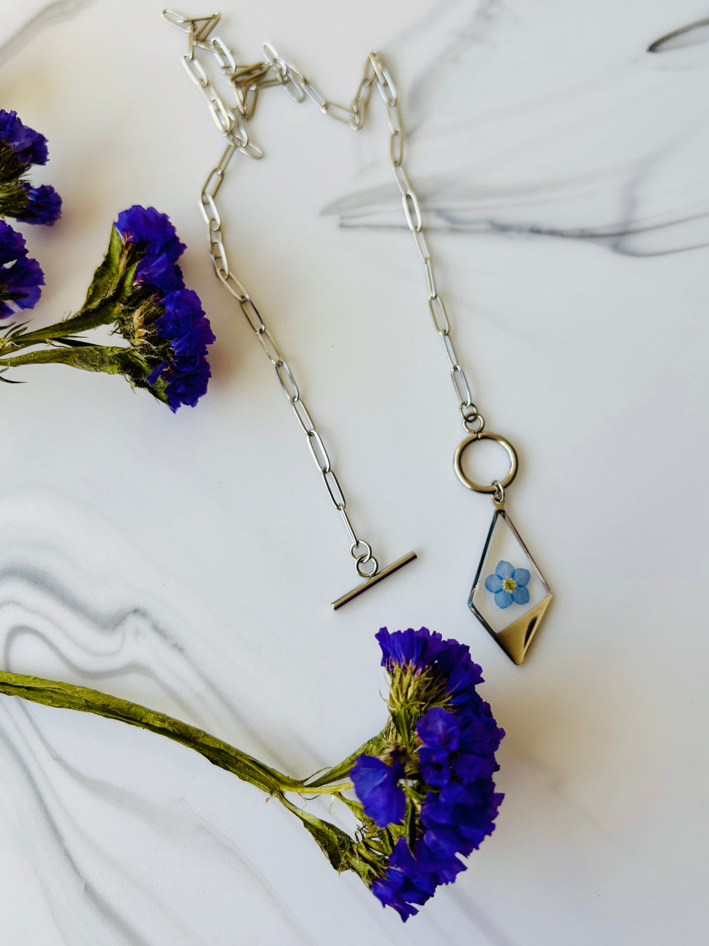 Myosotis - Collier pendentif losange en trombone