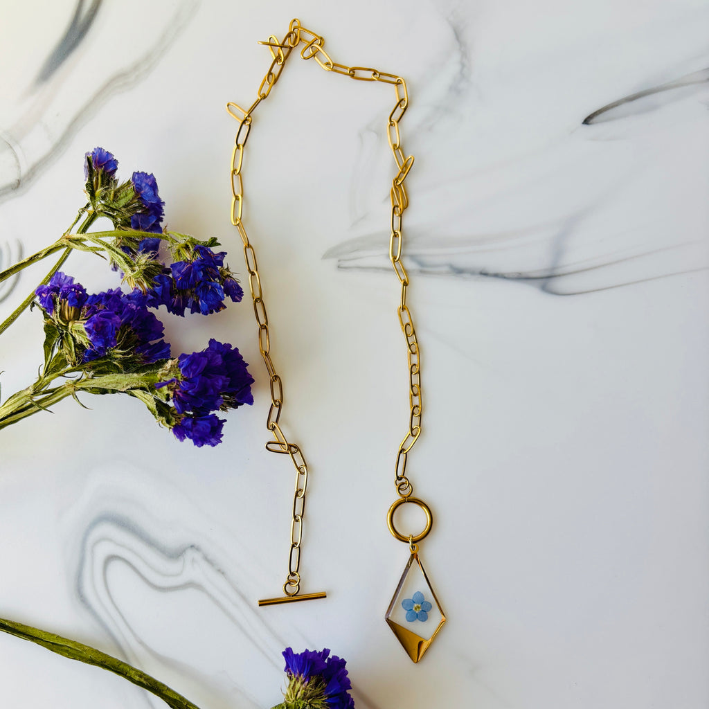 Myosotis - Collier pendentif losange en trombone