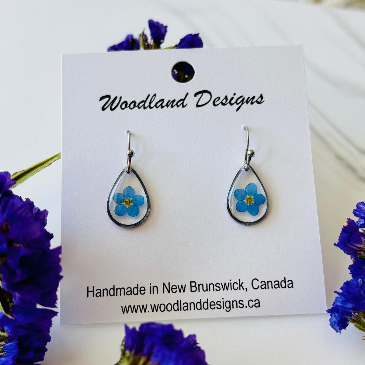 Forget-Me-Not Teardrop Hook Earrings