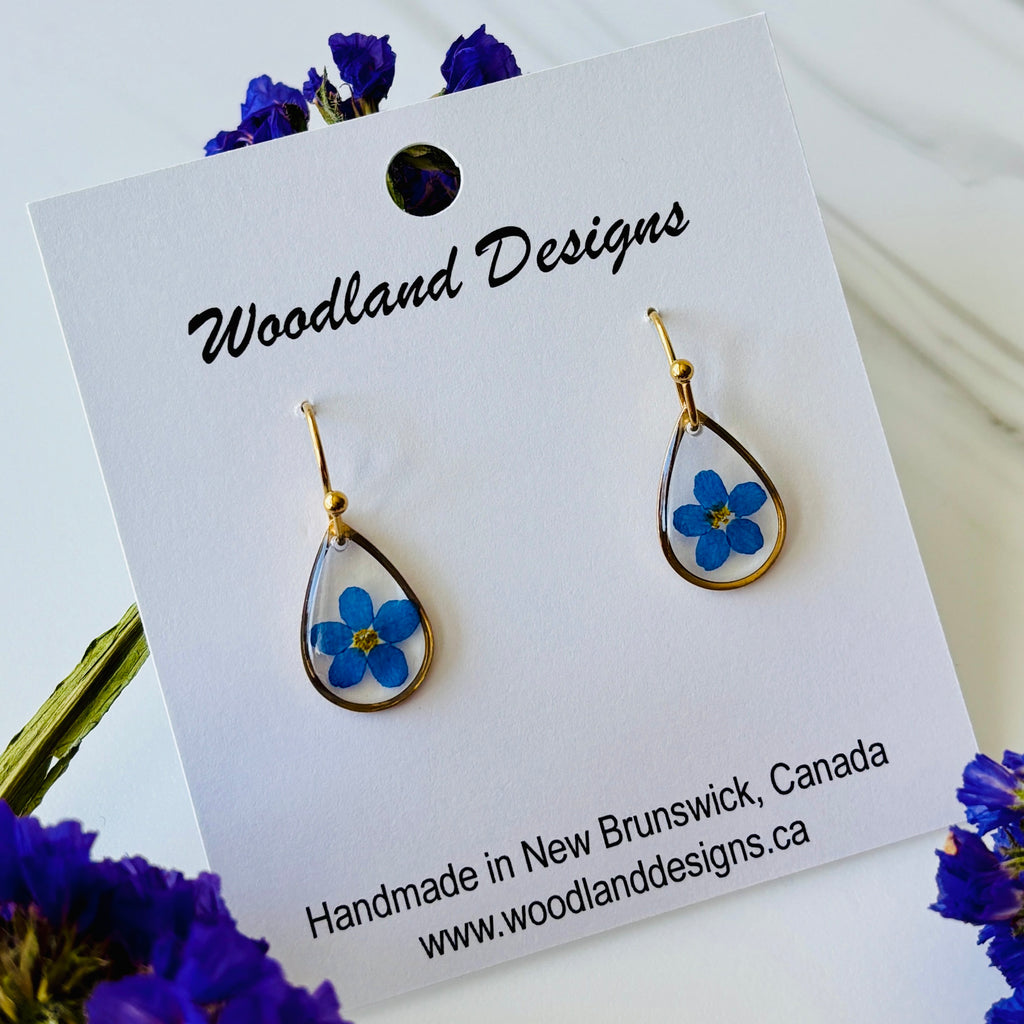 Forget-Me-Not Teardrop Hook Earrings