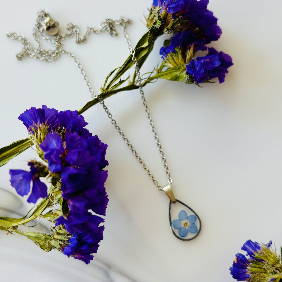 Forget-Me-Not Teardrop Pendant