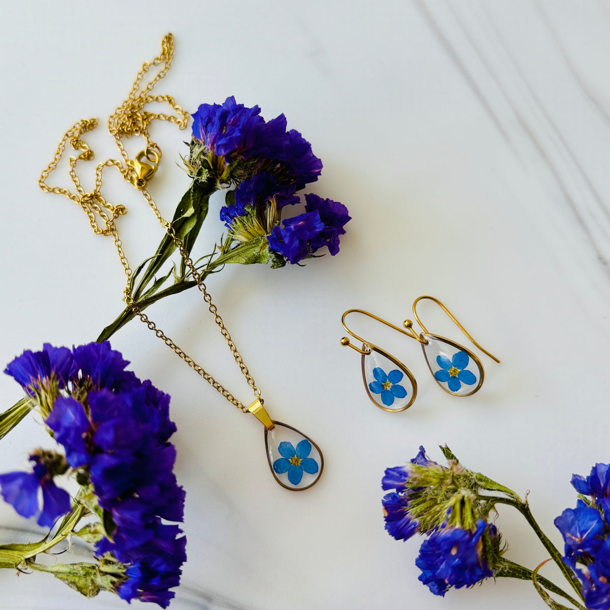 Forget-Me-Not Teardrop Pendant